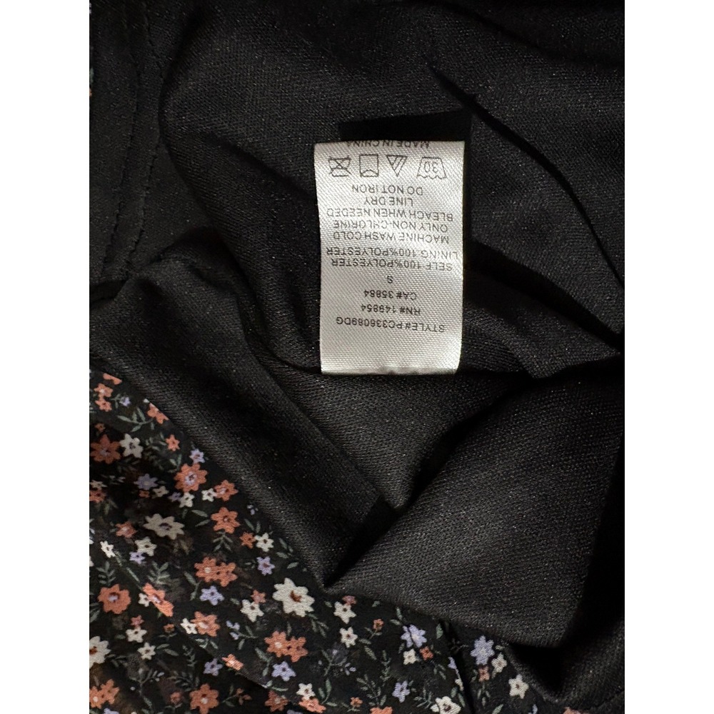 Sadie & Sage Boho Dress Strapless Midi Black Floral Ruffled Smocked‎ Waist Sz S - Picture 5 of 8